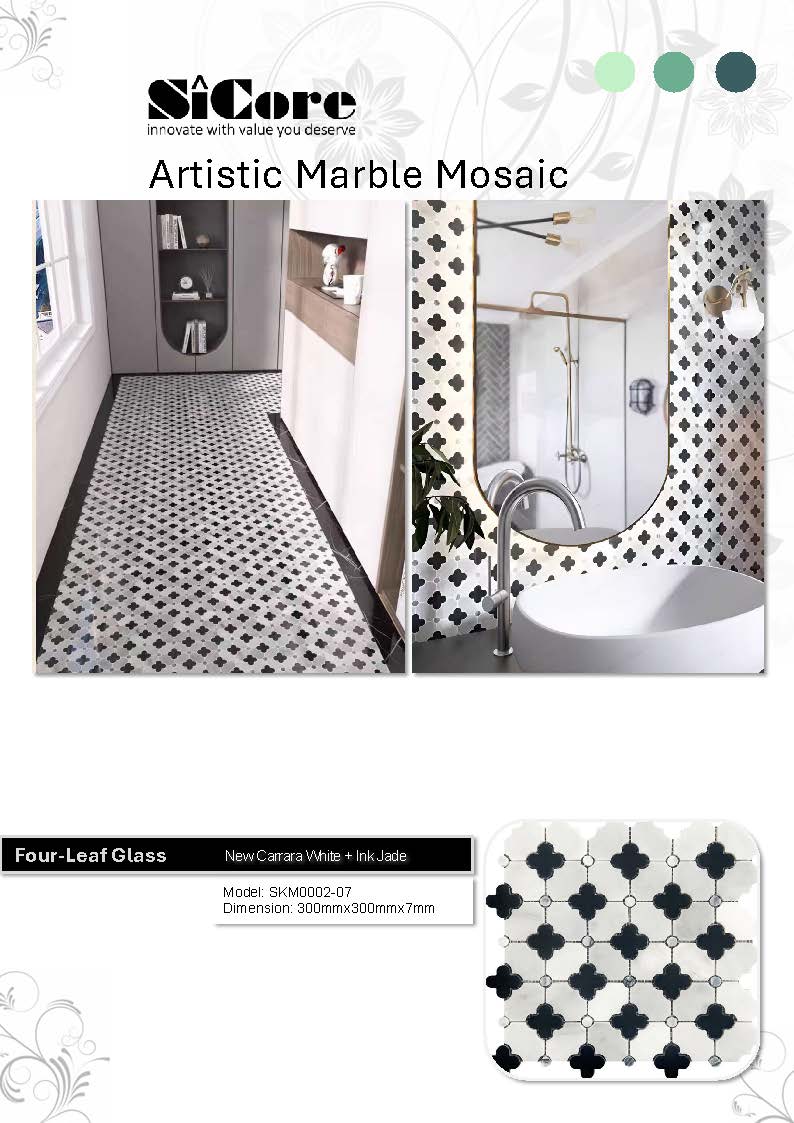 Artistic Marble Mosaic - Four-Leaf Grass