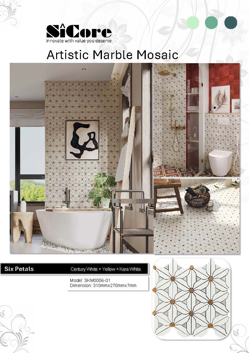 Artistic Marble Mosaic - Six Petals