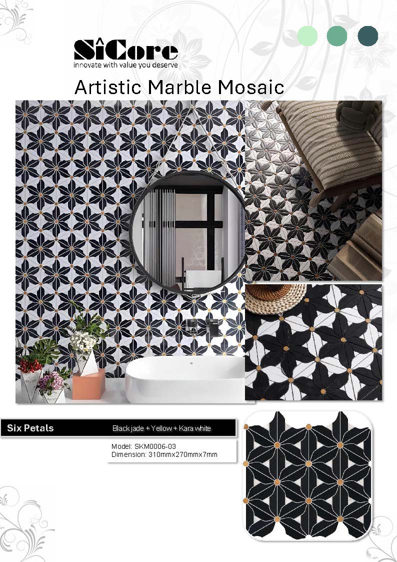 Artistic Marble Mosaic - Six Petals