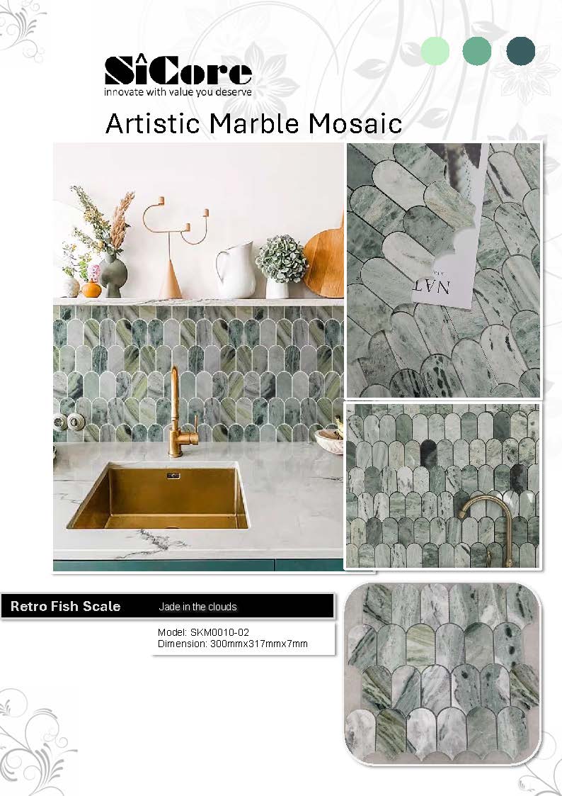 Artistic Marble Mosaic - Retro Fish Scale