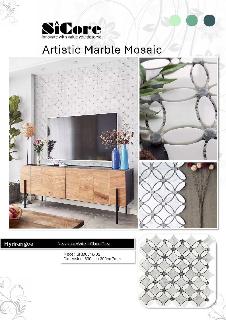 Artistic Marble Mosaic - Hydrangea