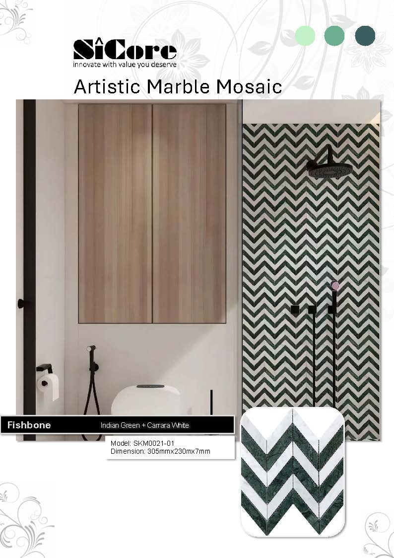 Artistic Marble Mosaic - Fishbone