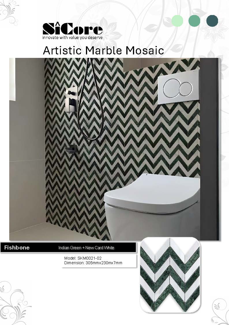 Artistic Marble Mosaic - Fishbone