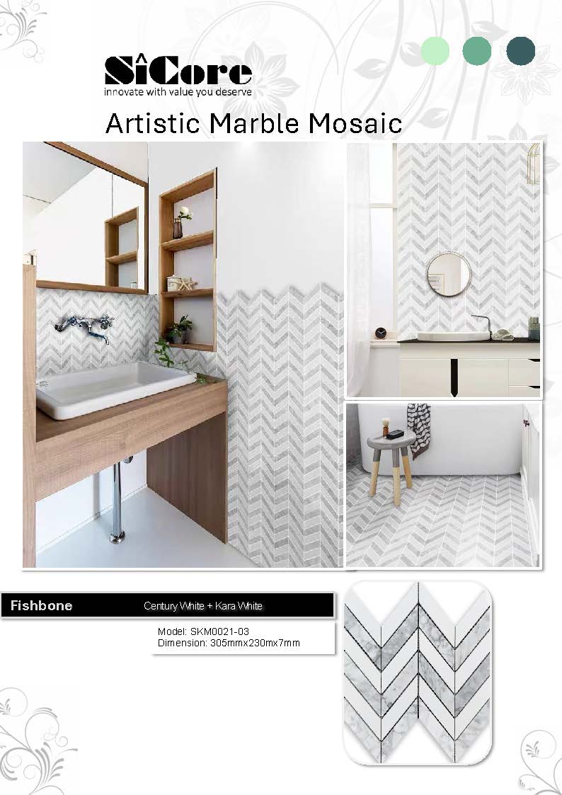 Artistic Marble Mosaic - Fishbone