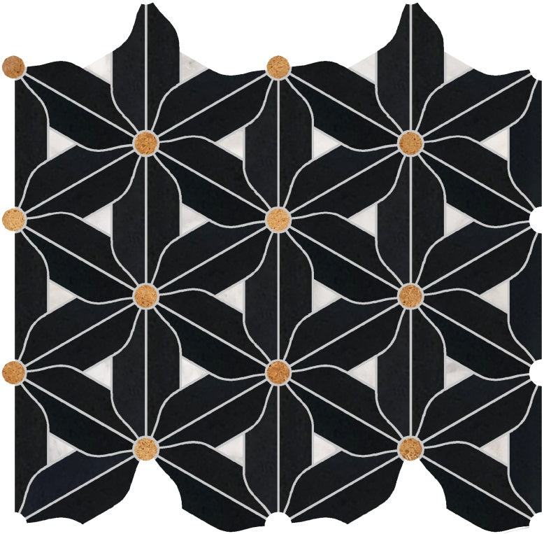 Artistic Marble Mosaic - Six Petals