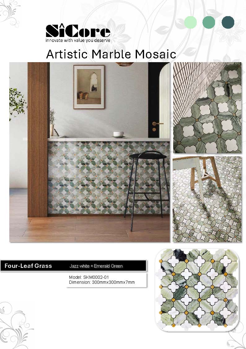 Artistic Marble Mosaic - Four-Leaf Grass