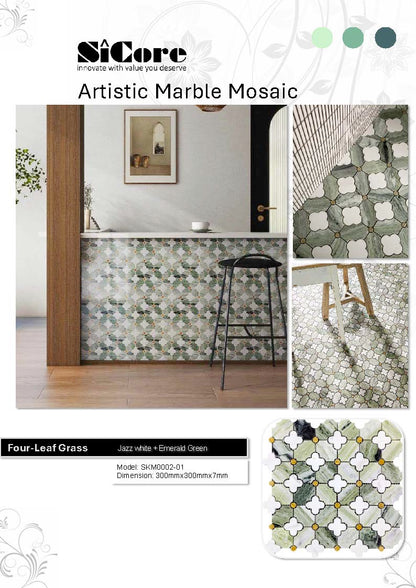 Artistic Marble Mosaic - Four-Leaf Grass