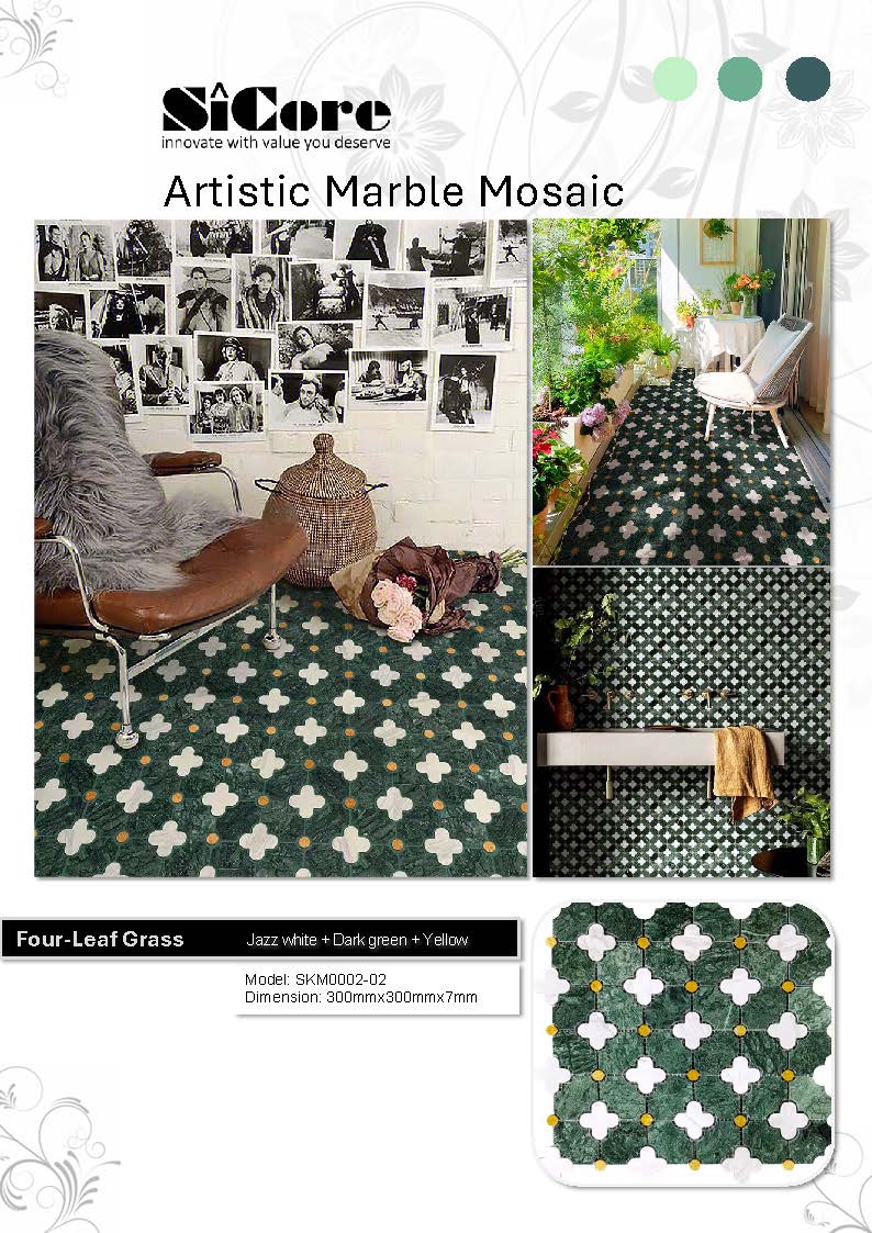Artistic Marble Mosaic - Four-Leaf Grass
