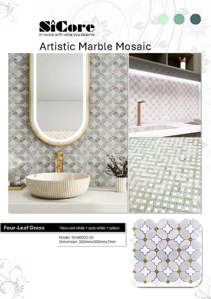 Artistic Marble Mosaic - Four-Leaf Grass