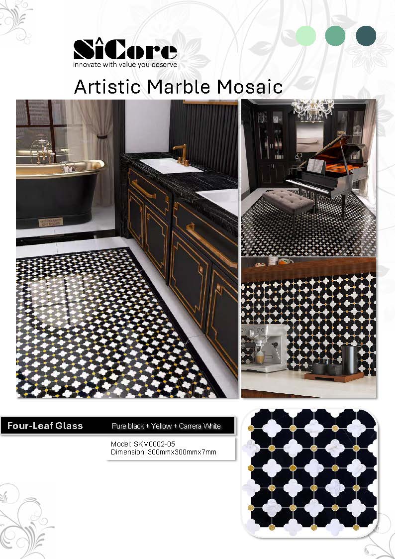 Artistic Marble Mosaic - Four-Leaf Grass