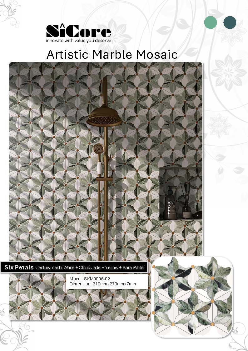 Artistic Marble Mosaic - Six Petals