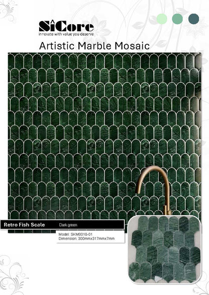 Artistic Marble Mosaic - Retro Fish Scale