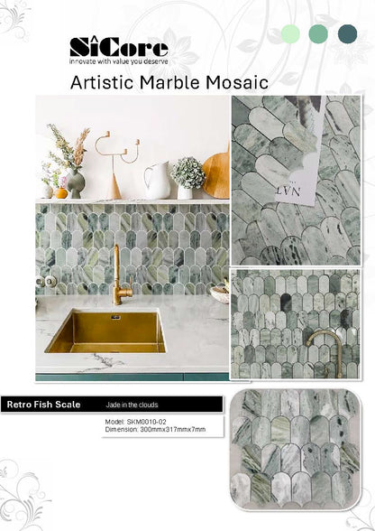Artistic Marble Mosaic - Retro Fish Scale