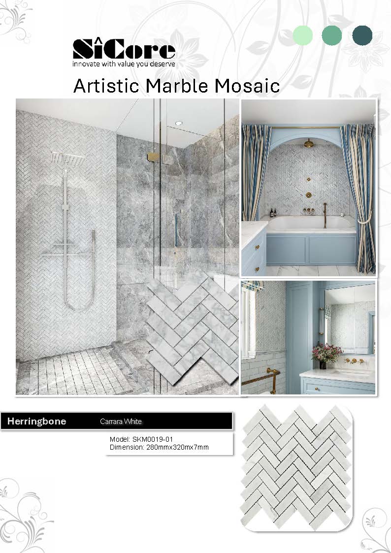 Artistic Marble Mosaic - Herringbone