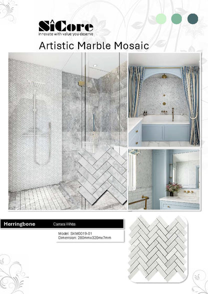 Artistic Marble Mosaic - Herringbone