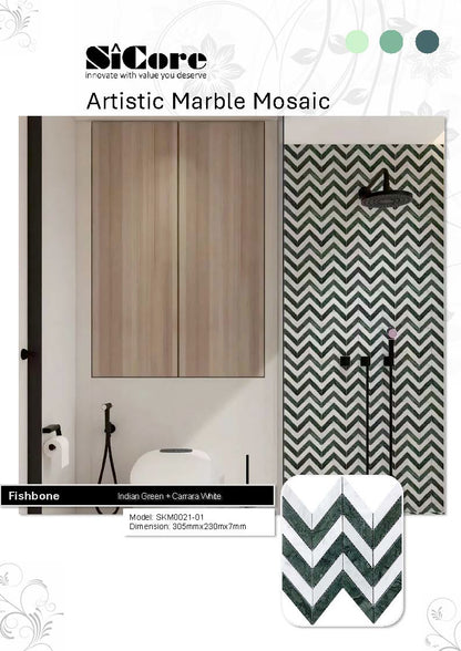 Artistic Marble Mosaic - Fishbone