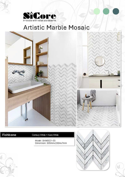 Artistic Marble Mosaic - Fishbone