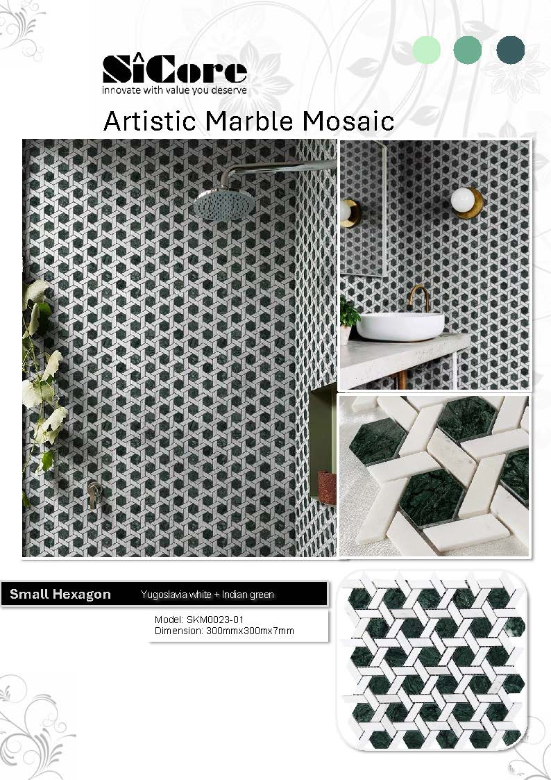 Artistic Marble Mosaic - Small Hexagon