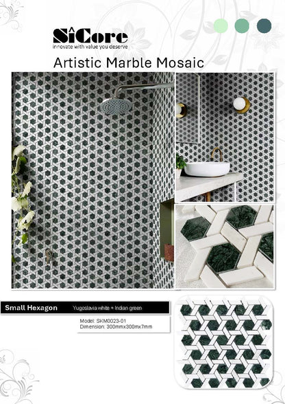 Artistic Marble Mosaic - Small Hexagon