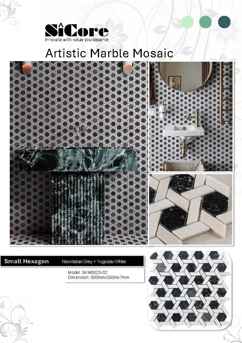 Artistic Marble Mosaic - Small Hexagon