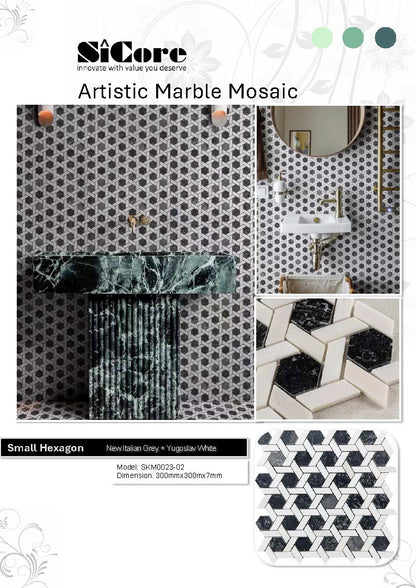Artistic Marble Mosaic - Small Hexagon