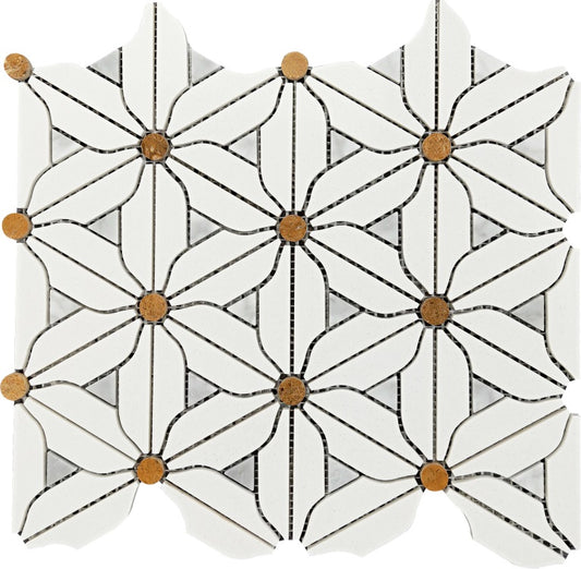 Artistic Marble Mosaic - Six Petals